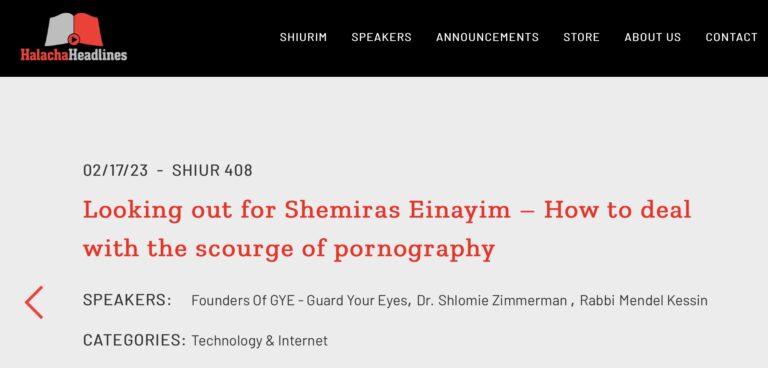 Looking out for Shemiras Einayim