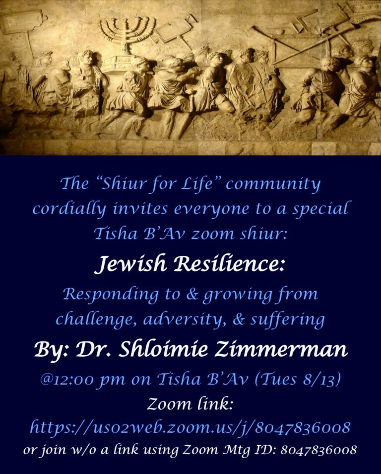 Jewish Resilience – Responding to and growing from challenge, adversity, and suffering