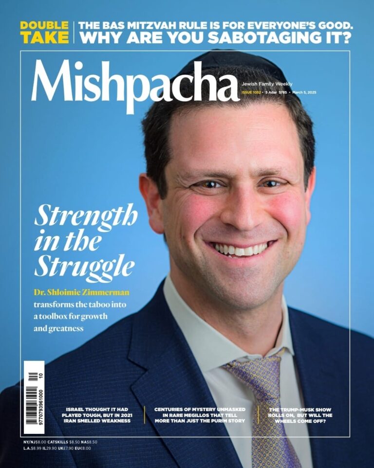 Strength in the Struggle – Dr. Shloimie Zimmerman transforms the taboo into a toolbox for growth and greatness – Mishpacha Magazine Cover Article – March 2025